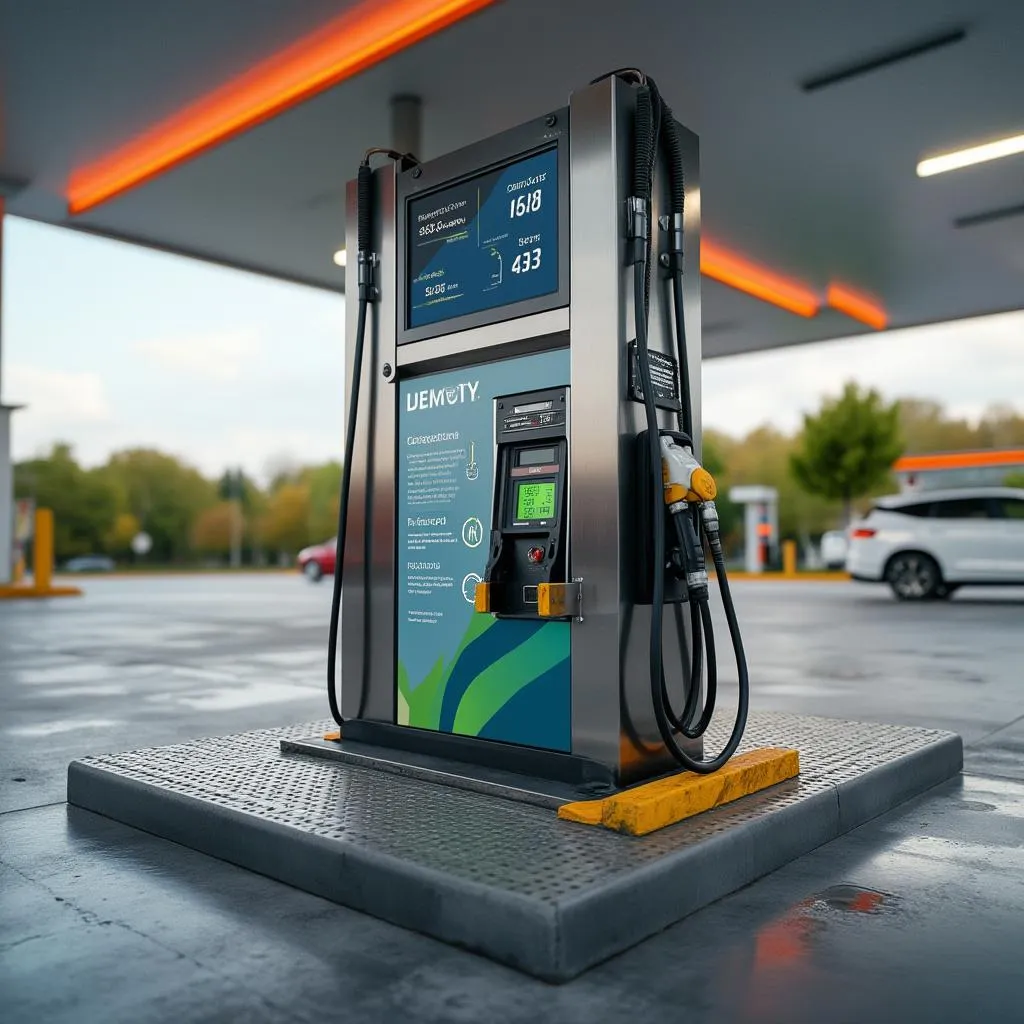 Detalle de surtidor de combustible avanzado en estación ARG Fuel
