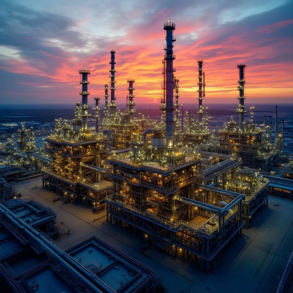 Refinería moderna y tecnológica